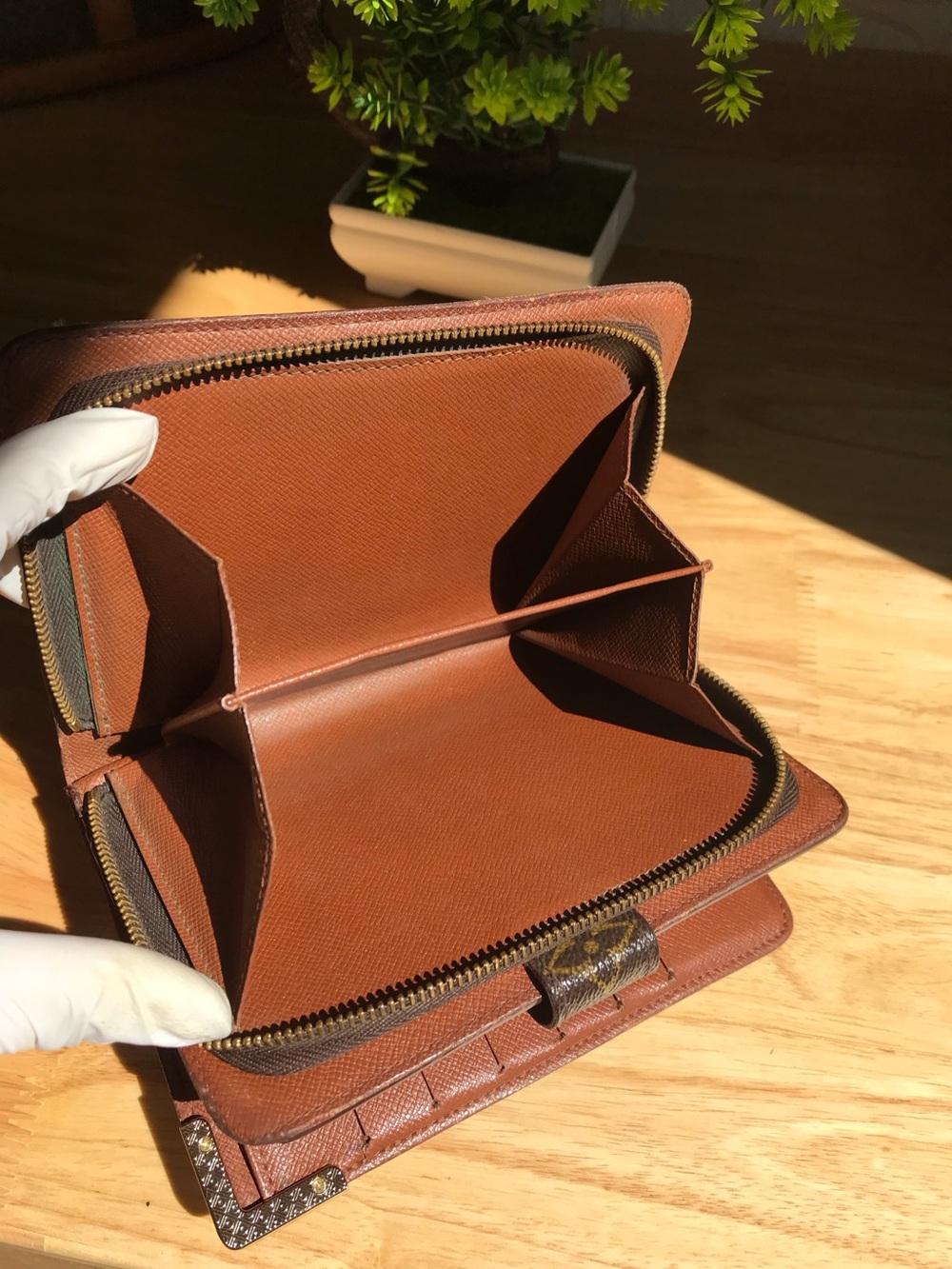Louis Vuitton Brown Monogram Canvas Tote with Tan Leather Straps - Picture 13 of 14